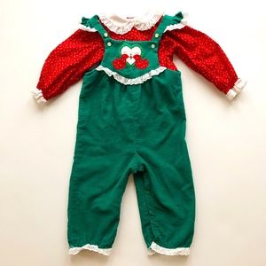 VTG Bryan & Co Corduroy Jumper Blouse Holiday Set
